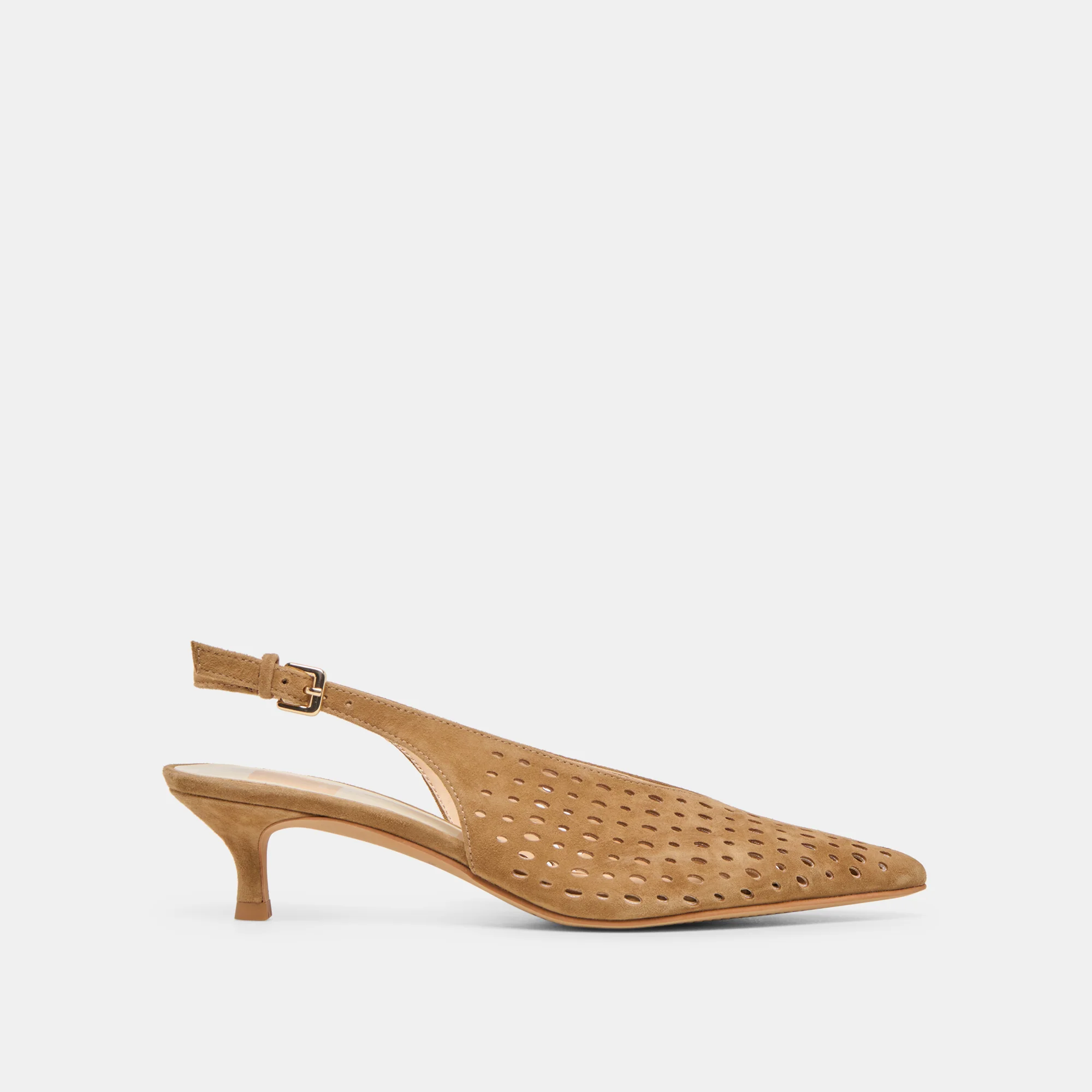 ALENNA PERF LIGHT BROWN SUEDE