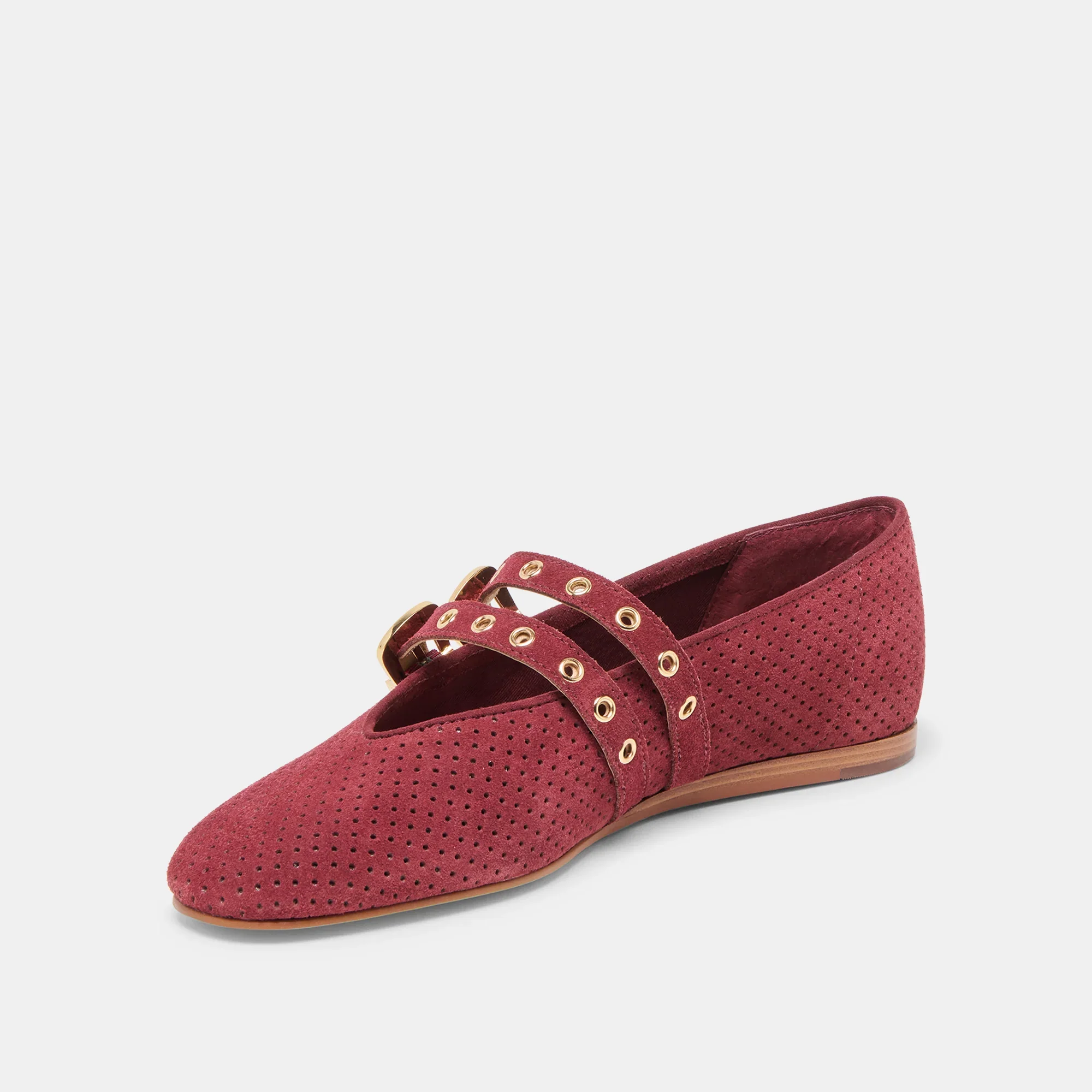 BAYLEE GROMMET OXBLOOD PERF SUEDE - Image 5